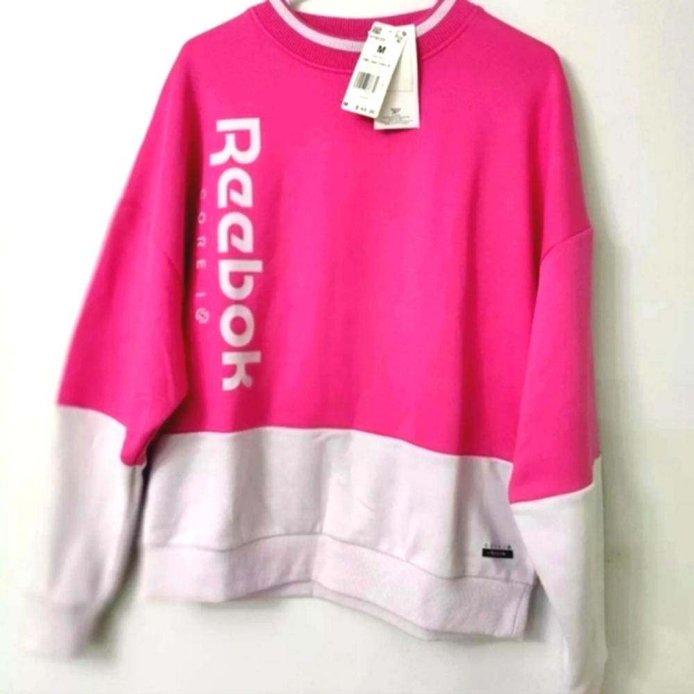 Coreβ 10 By Reebok Crew neck Sweatshirt Women Size M Pink And White Color